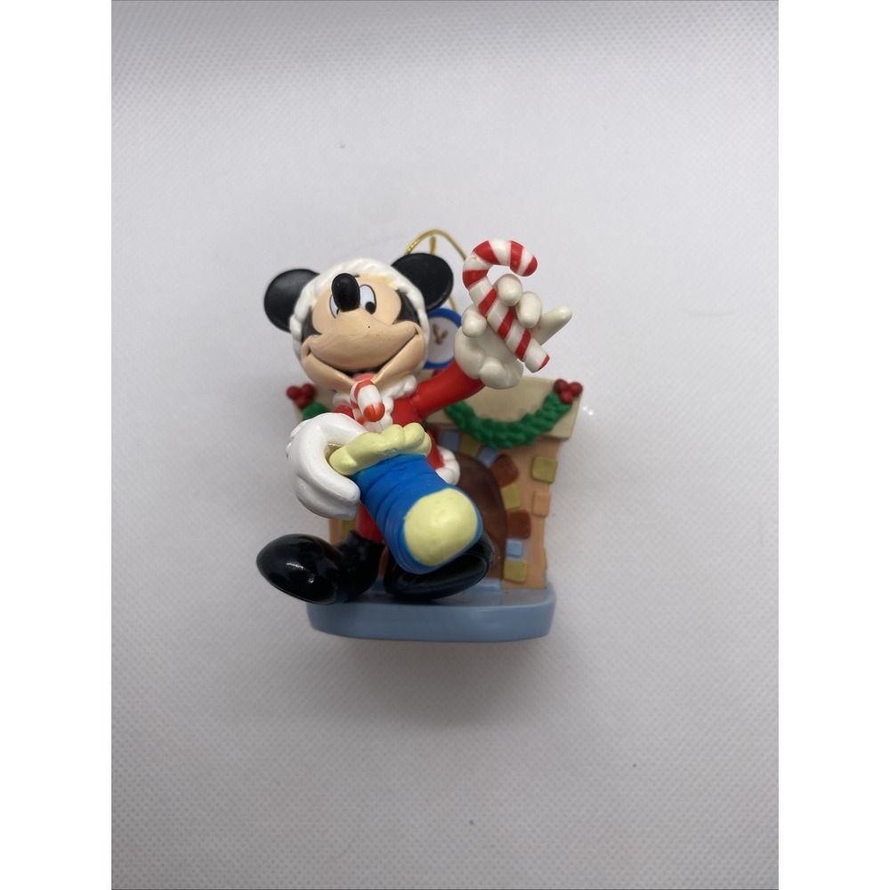 Vintage 1996 Disney Mickey Mouse Candy Cane Stocking Christmas Ornament